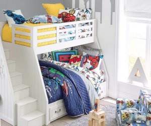 The Belden twin over full bunk bed from Pottery Barn is great for overnight guests or siblings.